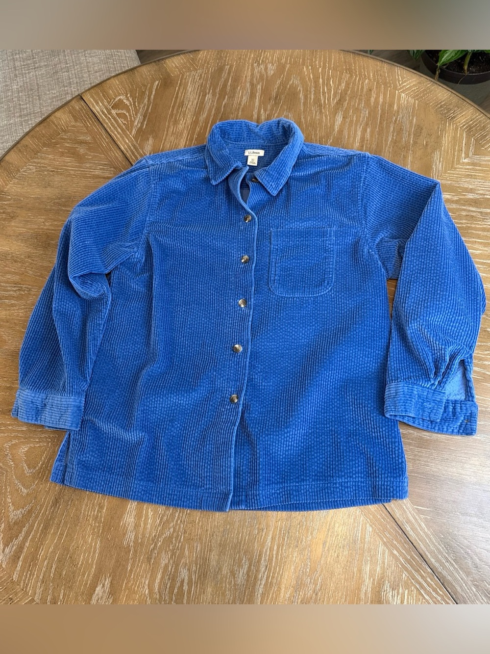 L.L. Bean Blue Corduroy Button-Front Shirt Jacket 267370